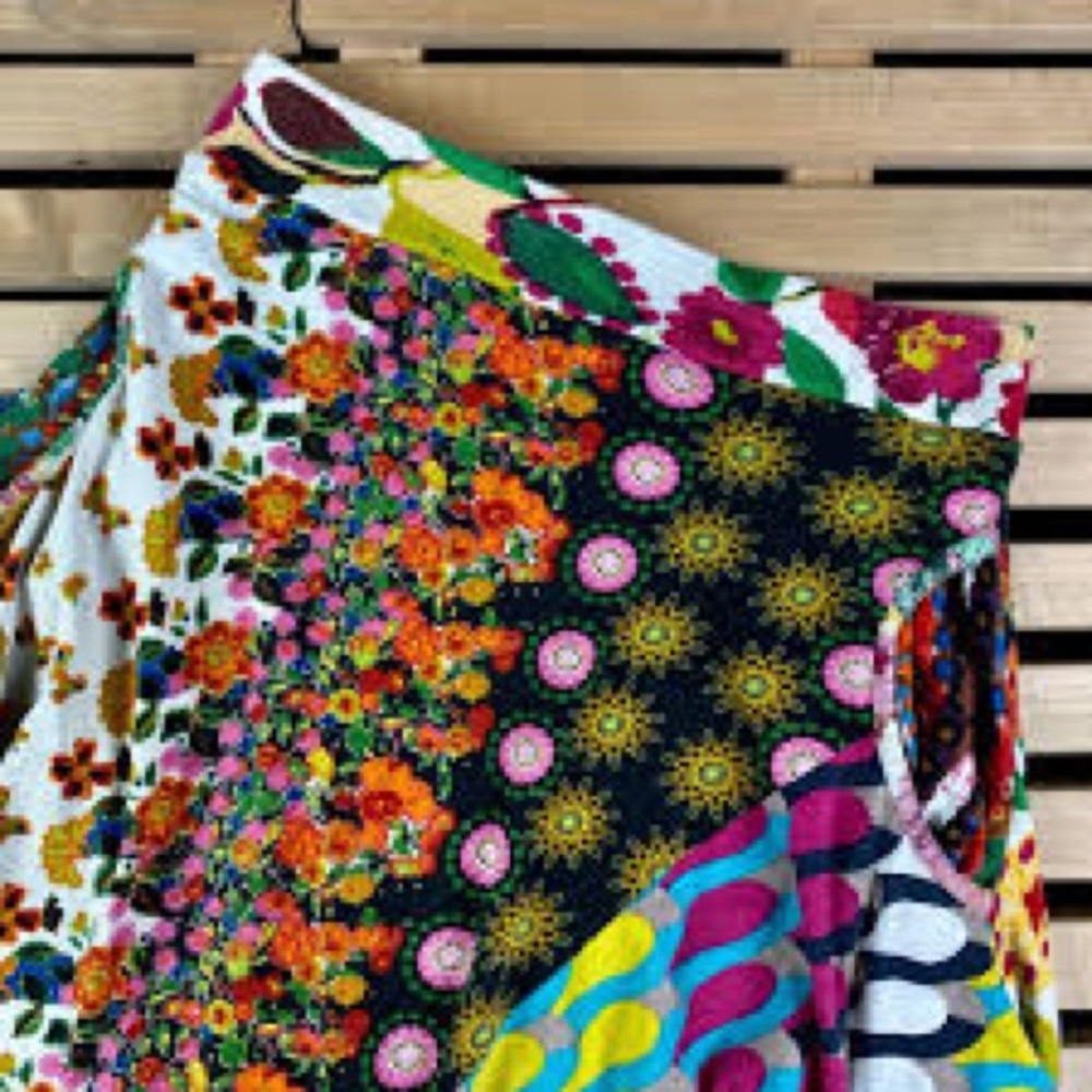 Desigual Floral Patchwork Asymmetrical A-Line Skirt - Multicolor - Size XL - Picture 2 of 15